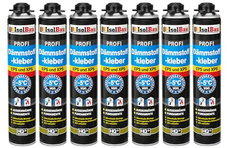 Isolbau B2 Lot de 7 tubes de colle périmétrique pour panneaux EPS et XPS 750 ml Mousse adhésive en polyuréthane 1K pour isolation et isolation