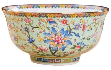 KOINEN Ciotola in porcellana bianca blu, ciotola per porr Ciotola di riso alla griglia color smalto da 13 cm e 5 pollici Qinfang Factory Palace