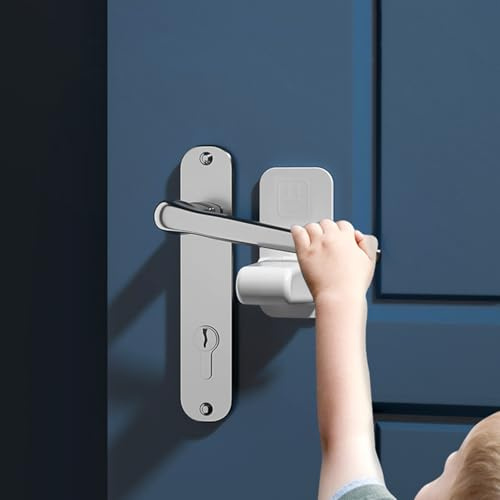 Fhlbestyu 6 stycken dörrspakslås för barn, dörrhandtagslås bärbar barnsäkring, fönstersäkring ugn, husdjursskydd dörrspakslås babysäkerhetslås multifunktion