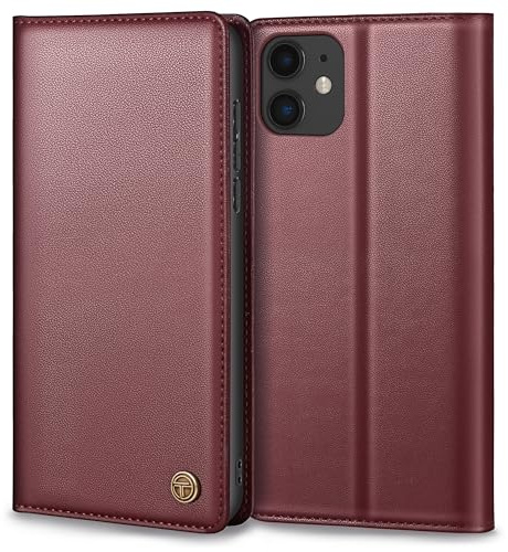 Thorhülle Handyhülle für iPhone 11 Hülle, Premium Lederhülle Schutzhülle Tasche für iPhone 11 Hülle Wallet Kartenfach Standfunktion Flip Case für iPhone 11 Klappbar, Weinrot