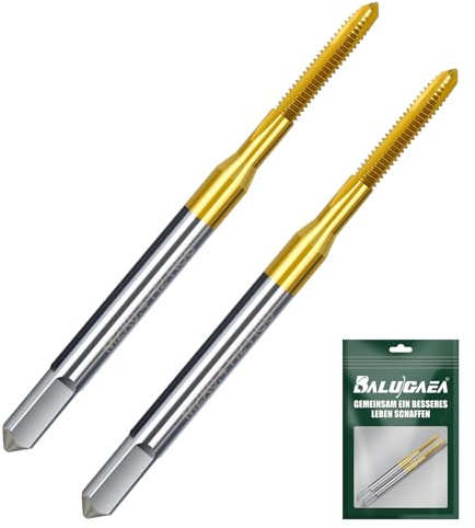 BALUGAEA Lot de 2 tarauds M2 x 0,4 - En acier HSS - Titane métrique - Filetage à droite - Pour machine - Peut également être utilisé comme taraud manuel
