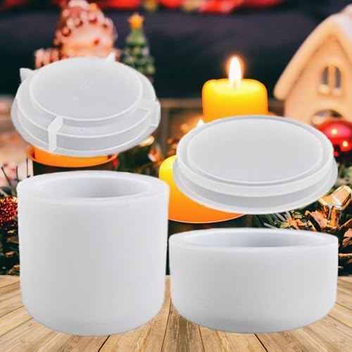 2 pezzi della muffa del silicone del supporto della candela scatola di stoccaggio della muffa della resina epossidica con la muffa della colata del supporto della candela del silicone del coperchio