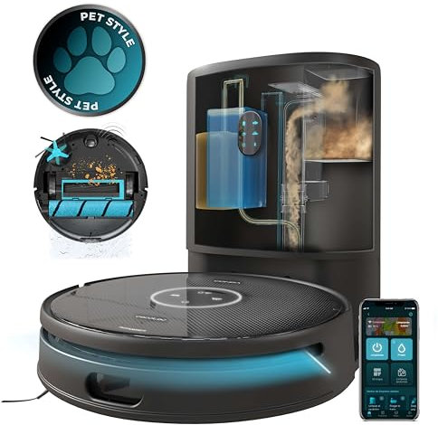 Cecotec Robot Aspirador y Friegasuelos Conga 14090 Twice Roller Home and Fill, Base de Autovaciado de Polvo y Agua, Navegación Láser, 8000 Pa, Fregado, App y Conexión Bluetooth y WiFi 2,4 GHz y 5 GHz