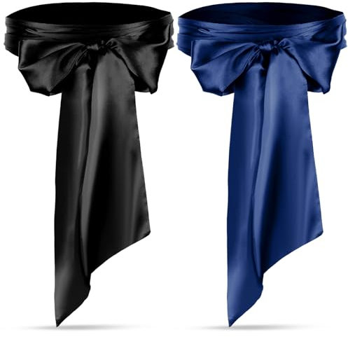 2 Stück stoffgürtel Damen Kleid Schärpe, Hochzeit Party Braut Satin Taillengürtel, Kleidergürtel für Damen, Kleiderschärpengürtel für besondere Anlässe, formeller Abschlussball, Schwarz und Marineblau