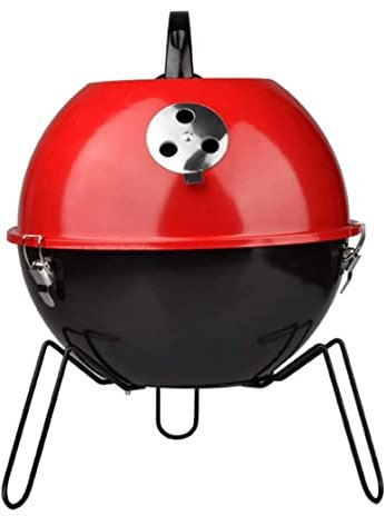 NESPIQ Picknickgrill Holzkohlegrill Runder Grill Mit Klappdeckel, Tragbarer Kleiner Outdoor-Holzkohle-BBQ-Grill Für Picknick Im Freien Camping Grill