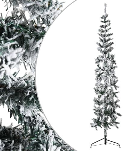 Juroupi Künstlicher Halb-Weihnachtsbaum mit Schnee Schlank 180 cm Weihnachtsbaum DraußEn