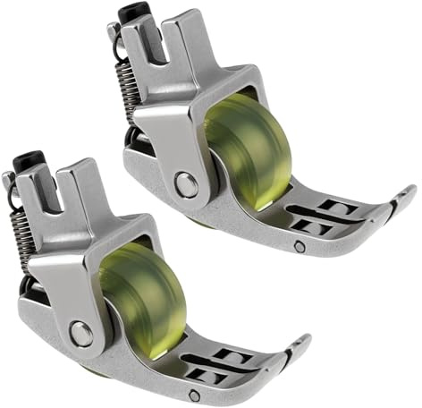 Briny River 2 Stück Nähfüße mit Gummirädern 3-Rollen-Rollenfuß Ersatzteil Schmaler Radnähfuß Geeignet für die Meisten Industrienähmaschinen PVC Leder Stoffe