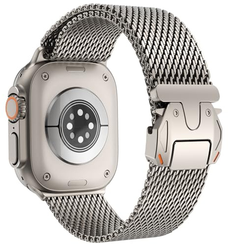 CHANCHY Milanaise Armband für Apple Watch 49mm 46mm 45mm 44mm, Titan | Milanese für Ultra 3 2 1/ Series 11 10 9 8 7 6 5 4 3 2 1/ SE, Edelstahl Magnetisch Metallarmband für Damen Herren