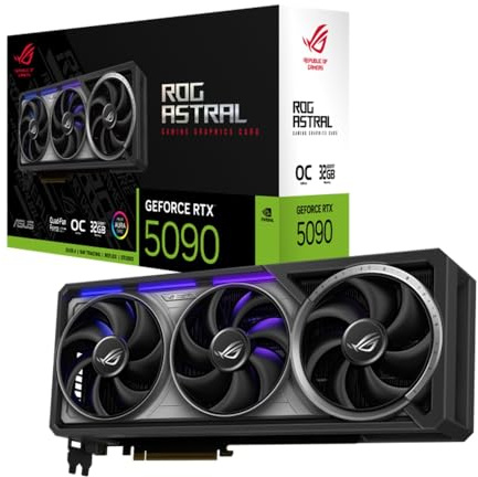 ASUS ROG Astral GeForce RTX 5090 32GB GDDR7 OC Gaming Graphics Card (PCIe 5.0, 2x HDMI, 3x DisplayPort, 3.8-slot, 4 Fans Patented Cooling Tech for Lower Temps Noise, NVIDIA DLSS4, 8K Resolution, ARGB)