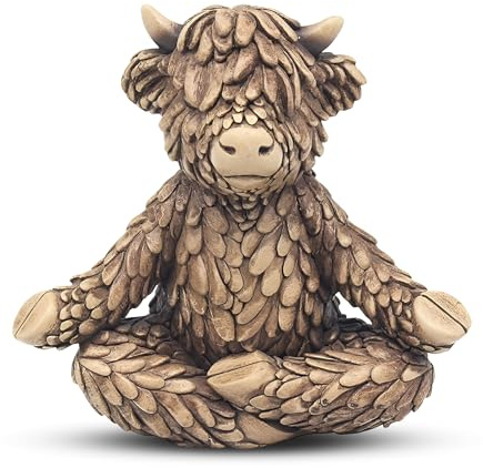 Lesser & Pavey Hughie Highland Cow Yoga-Figur, Heimdekoration, Ornament für Wohnzimmer, ideales Freundschaftsgeschenk, stilvolle Tischdekoration für Moderne Häuser