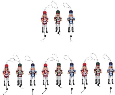 Ciieeo 12pcs Christmas Nutcracker Pendent Ornaments Decor Nutcracker Figure Xmas Decorations for Party