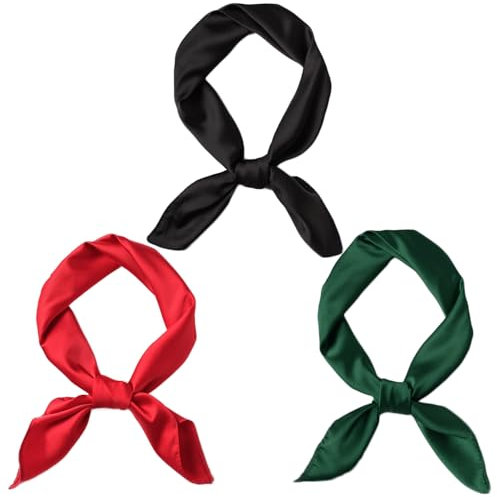 3 Stück Seidentuch Damen,70x70cm Seidenkopftuch Quadratischer Schal Halstuch Seide Leicht Seidenschal Halstuch Bandana für Mädchen Damen
