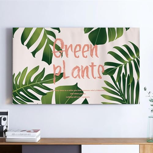 HSTANGKY Fernseher Staubschutzhülle Weiches Antistatisches Mikrofasergewebe Mit Rutschfester Unterseite Für Flachbildschirm LCD LED TV Leicht Zu Reinigen Und Aufzubewahren-plant2||40-43inch