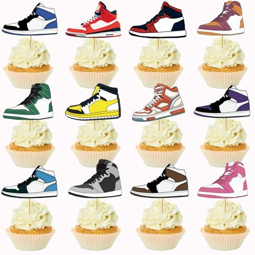 Sneaker Cupcake Toppers Sneaker Cake Decorations Sneaker Party Decorations Sport Shoes Cupcake Toppers for Kids Boys Birthday Party