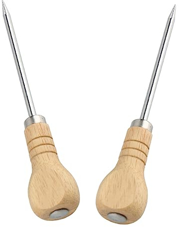 Picahielos para Refrigerador 2 Piezas Acero Inoxidable Mango de Madera | Rompe Bloques de Hielo sin Esfuerzo, Color Plata, para Cocinas y Barras Caseras