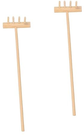ifundom Mini Rastrello in Bambù 2 Pezzi per Giardino Zen da Scrivania, Facile da Trasportare, Decorazione Mini Giardino Meditative per Sabbia e Relax