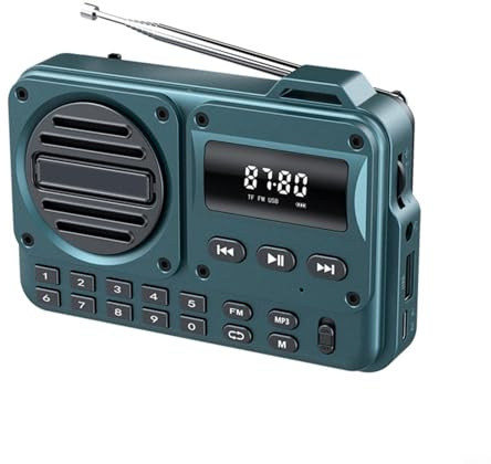Radio Portátil AM/FM Recargable 1200mAh, Altavoz 5W, Pantalla LED, Sintonizador Digital, Radio Inalambrica 5.4, Radio Portatil Mp3(Azul)