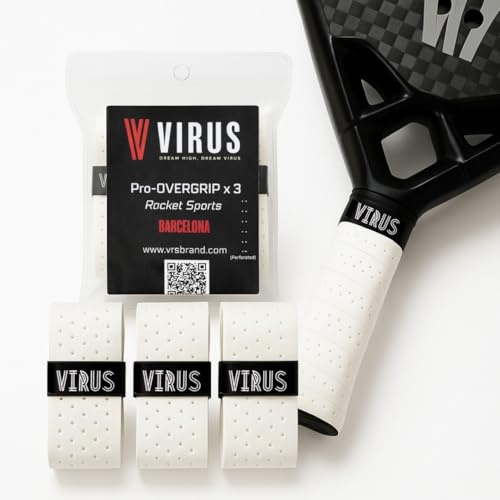VIRUS Overgrip Pádel y Tenis (Pack de 3) – Grip Antideslizante y Absorbente para Raquetas – Tacto Seco Microperforado 0,7 mm