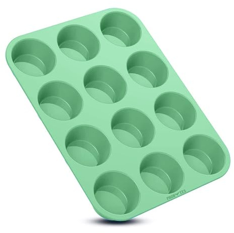 ProBytes 12 Cups Silicone Muffin Tray Cupcake Fairy Cake Brownies & Yorkshire Pudding Mould Tray Non-Stick Baking Tray/Tin Dessert Safe Cakes Frezzing Yorkshire Pudding Flexible Heat-Resistant