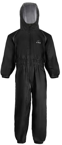 Zorax Unisex Kids Rain Suit One-piece Rainwear - Black (11-12 Years)