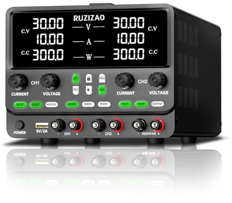 RUZIZAO Doble Fuente de Alimentación Regulable: 30V 10A 300W Fuentes de Alimentación de Laboratorio de Banco Serie (60V 10A 600W) Paralelo (30V 20A 600W) OCP OVP Almacenamiento de Memoria
