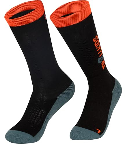 Trollkids Kinder Ski Socken, black-stormy blue-flame orange, 31|32|33|34 | Komfort & Schutz. Gepolstert, elastisch & strapazierfähig, im praktischen Zweierpack.