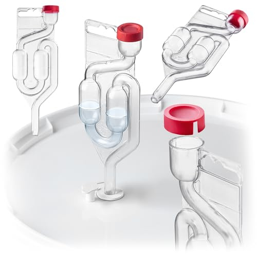 KADAX Gärröhrchen aus Kunststoff für Gärbehälter, Gärspund zur sicheren Fermentation von Wein, Gärrohr mit Deckel, Gäraufsatz für Weinballon & Gärballon