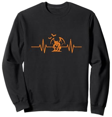 Gargouille Heartbeat EKG Line Halloween Sweatshirt