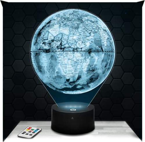 Lampephoto.fr - Lámpara 3D Globo Regalo Globo Tierra Geografía Planeta, Luz Nocturna Táctil Led, Efecto Holograma 3D, Idea Regalo Navidad Cumpleaños Niño o Niña, Objeto decoración habitación