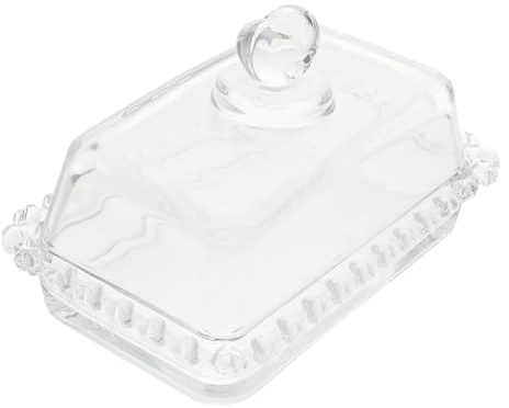 JOINPAYA Mantequera de Vidrio Transparente con Tapa Anti Polvo, Bandeja Rectangular para Mantequilla y Queso Crema, Plato para Postre y Almacenar Mantequilla, Adecuado para Cocina