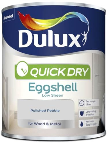DRW Polished Pebble Quick Drying Eggshell Paint 750ml | Interior Wood and Metal Paint | Durable Low Sheen Finish | Fast Drying Trim Paint for Doors Skirting Boards and Furniture