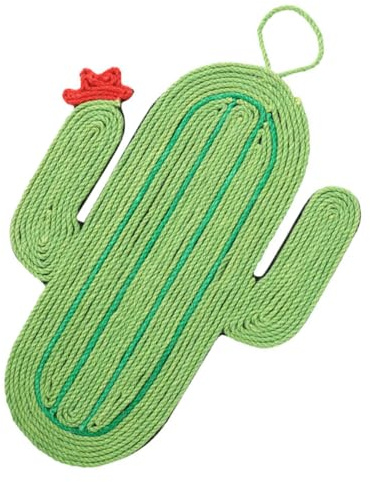 VOSAREA Rascador para Gatos Cactus de Tela de Sisal con Cuerda Colgante, Alfombra para Rascar Que Ayuda a Aliviar el Estrés y Puede Colgarse en Pomos y Escritorios