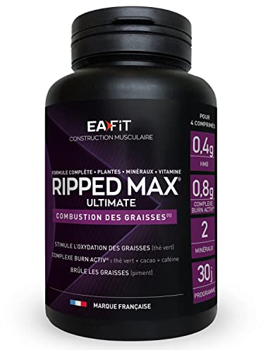 EAFIT - Ripped Max Ultimate - Burn activ, Bruleur de Graisses puissant sport - Formule complete-plante-vitamine-minéraux(zinc, chrome) - Cafeine et vitamine b6 pour l'énergie - 120comprimés