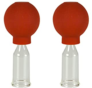Lauschaer Glas Schröpfgläser mit Ball 2 Stück 20mm zum professionellen, medizinschen, feuerlosen Schröpfen, Schröpfglas, Schröpfgläser