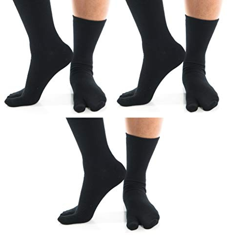 V-Toe Split Toe Flip-Flop strumpor | Tabi Premium bomullsblandning män & kvinnor strumpor | Herr japanska tår separata strumpor, Svart, Medium
