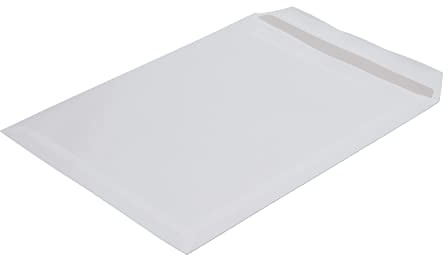 250 Stück, Versandtaschen, DIN C4, Selbstklebung, Gerade Klappe, 100 g/qm Offset, Ohne Fenster, Weiß, Blanke Briefhüllen