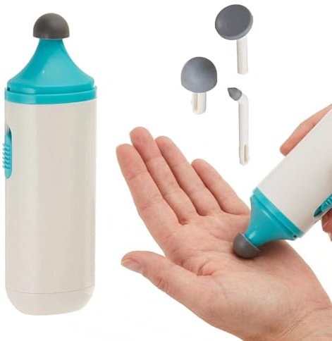 Rolyan Mini Massager with Battery, Handheld Compact Massager with Interchangeable Heads Reduces Scar Visibility, Quiet Vibration, Ergonomic Grip, Portable for On-the-Go Use, Battery Operated