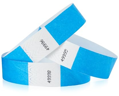 WristCo Tyvek-Armbänder, 1,9 cm, Neonblau, 5000 Stück