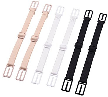 Creamlin 6 Stück BH Strap Clips Elastischer Anti-Rutsch-Riemenhalter, Schwarz, Beige, Weiß