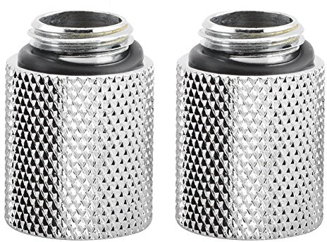 Richer-R 2 pcs Wasserkühlung G1 / 4 Schrauben, Kupfer Gewinde G1 / 4 Männlich zu Weiblich Extender Fitting Adapter Schraubensitz 2 Stücke Set,für Computer Wasserkühlung silberig(20mm)