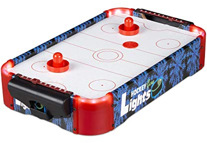 Relaxdays 10024098 Airhockey Tischspiel, Profi Lufthockey mit LED-Beleuchtung, mit Gebläse, inklusive Zubehör, Tischhockey, bunt