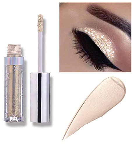 Lucoss Liquid Glitter Eyeshadow - Champagne Shimmer, High Pigmented Metallic Sparkly, Long Lasting Waterproof Gift for Women & Girls