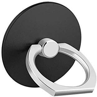 Iskip, Supporto con anello in metallo per cellulare, rotazione a 360 gradi e anello universale per smartphone per quasi tutti i telefoni/pad, colore nero