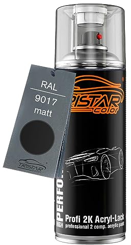 TRISTARcolor RAL 9017 Verkehrsschwarz matt 2K-Acryl-Lack Spraydose | Sprühdose 400 ml, schnelltrocknend