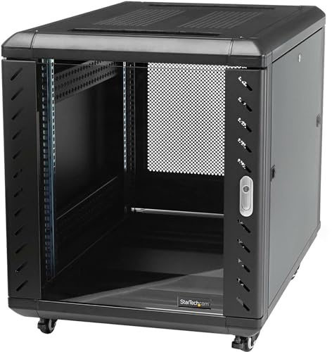 StarTech Armoire Serveur 15U 4 Montants Fermée, 19, 83cm (RK1536BKF) | Rack d'entreprise, Portes verrouillables, Ventilée, Roulettes, Conforme EIA/ECA-310-E