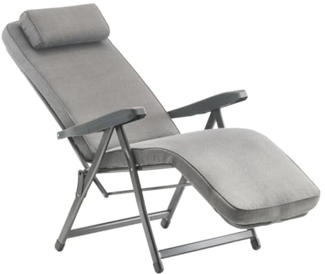 Tomaino - Chaise longue rembourrée intérieur/extérieur - Fauteuil inclinable détente parfaite - Confortable pliable, idéal maison/jardin/terrasse (automatique)