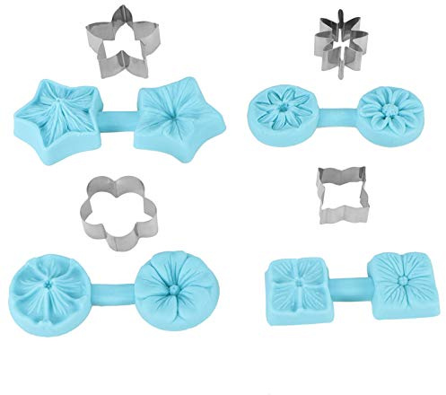 4 uppsättningar kakskärare, 4 typer blomma silikon mögel ramar fondant mögel skärare formar göra chokladkaka kakor kex bröd för bröllop och födelsedagsfest dekorationer