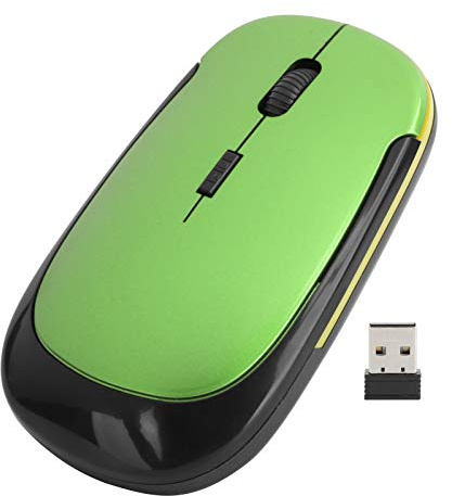 KIKYO Souris sans Fil 2,4 GHz, Souris Optique Silencieuse et Silencieuse avec Résolution Réglable Jusqu'à 1600 DPI Connexion et Transmission de Données Rapides(Vert)