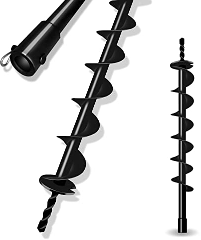 LONGRUN Earth Auger Drill Bit, 20mm Inner Shaft Head Garden Auger Bit Post Hole Digger, Fence Hole Digger Solid Spiral Augers for Planting Trees -7.6 x 80cm