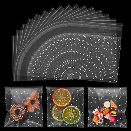 100 Stück Cellophantüten klar Selbstklebend Zellophanbeutel 10x10cm Wiederverwendbare Süßigkeiten Tütchen Transparent Keksverpackungen für Bonbon Gebäck Kekse Dessert Weihnachtsfeie
